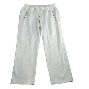 LB Active Womens Lounge Pants Cream Sparkle Drawstring Waist Pockets Size 14 16